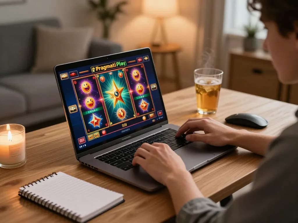 Engaging gameplay on Pragmati Play slots in stylish home setup.