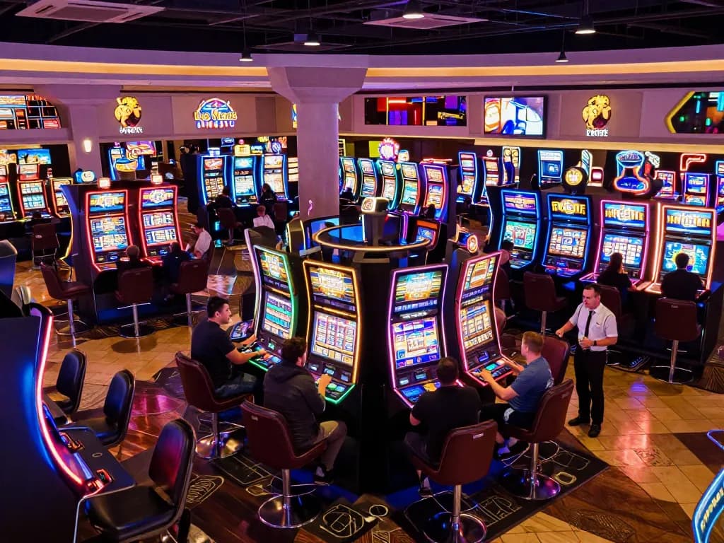 Engaging scene sul sito showcasing players at colorful slot machines, underscoring the excitement of live casino entertainment