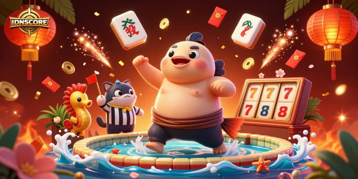 Experience the fun at IDNSCORE with this vibrant underwater casino illustration featuring unique characters and elements.