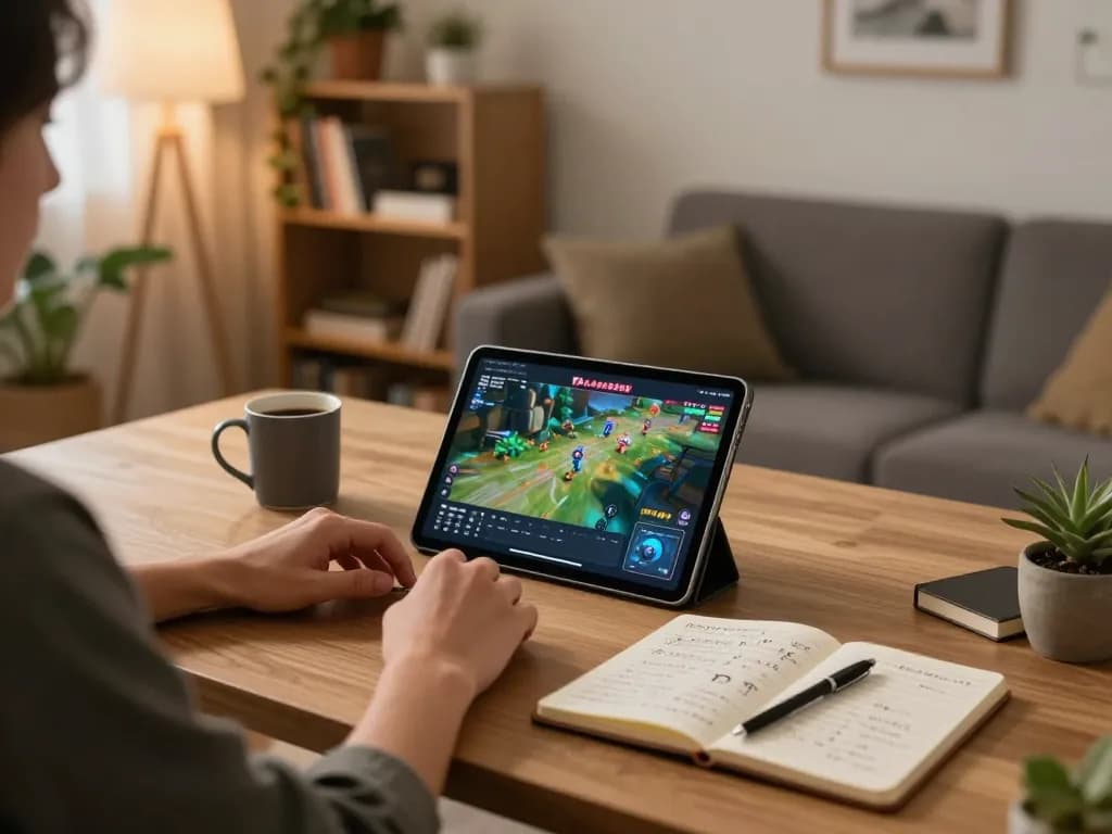 การเล่นเกมออนไลน์กับ FAFA828 บนแท็บเล็ตในบรรยากาศที่บ้านที่แสนสบาย
