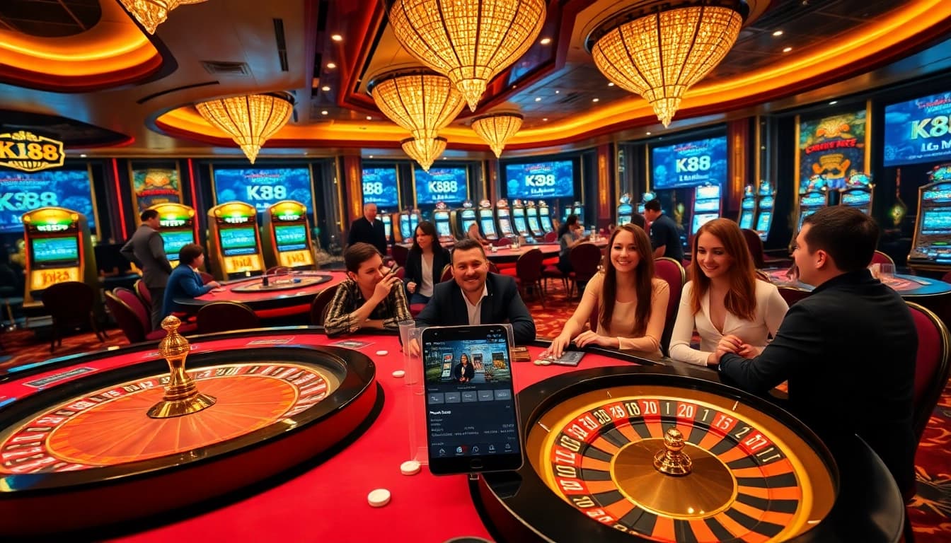 Experience the excitement of K88 gambling with vibrant casino tables and thrilling games.