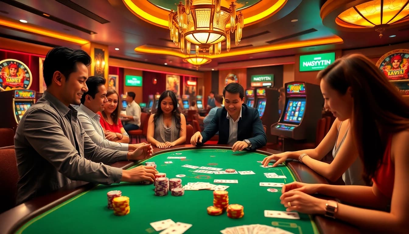 Experience thrilling online gaming with Nhacaiuytin showcasing vibrant casino elements.