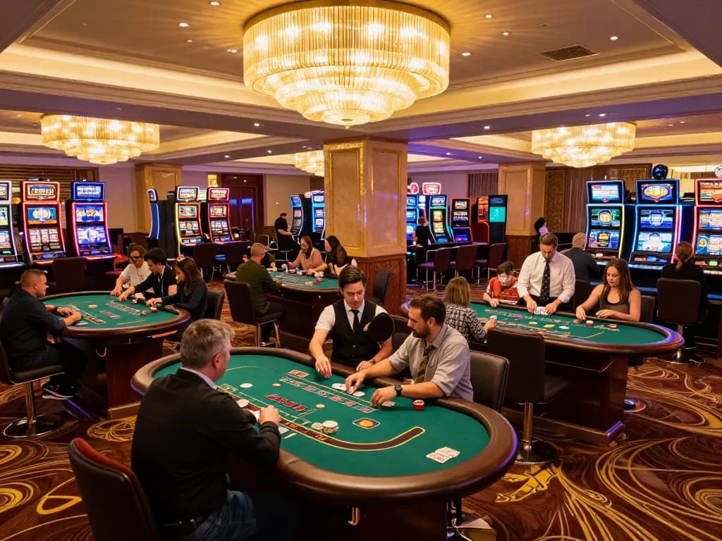 Players strategizing bets at LV88 blackjack tables in an upscale casino setting.