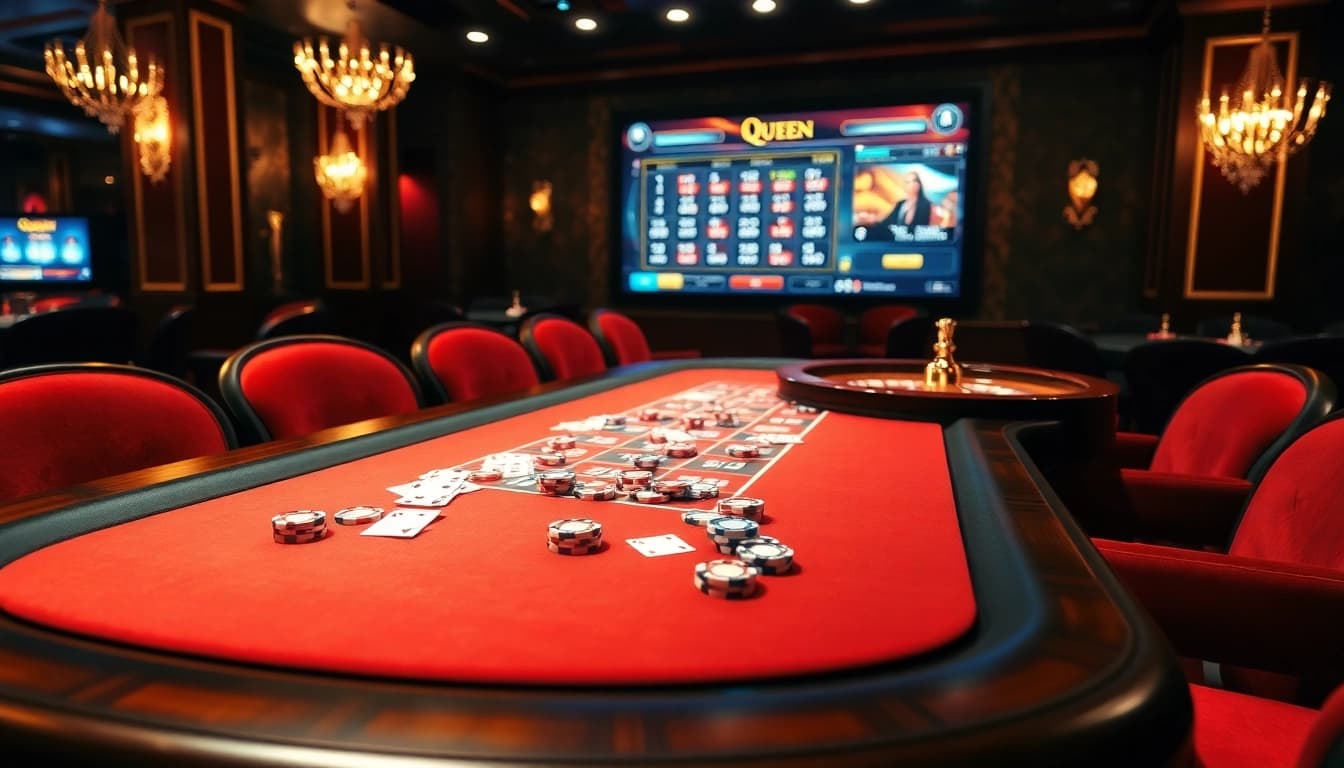 Game queen experience at an elegant casino table with chips and cards