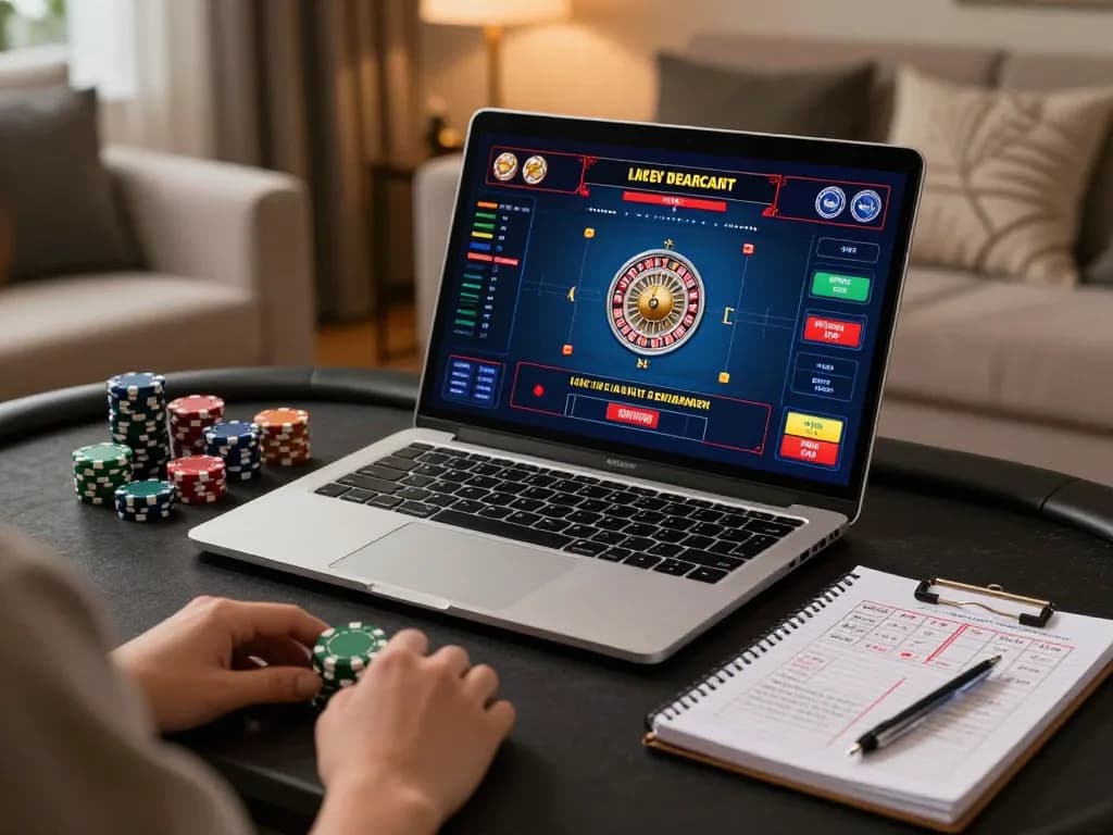 Engaging online gambling experience at luckywin with laptop displaying live dealer roulette