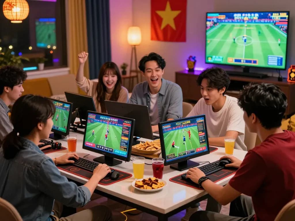 Engaging gaming moment with friends at https://gavn99.org/, showcasing excitement in a vibrant online betting environment.