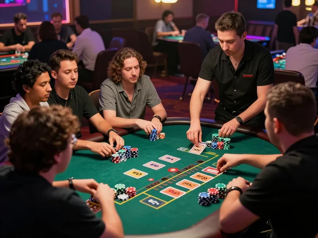 Players engage at TG88 live dealer table game, showcasing dynamic betting and strategic moves.