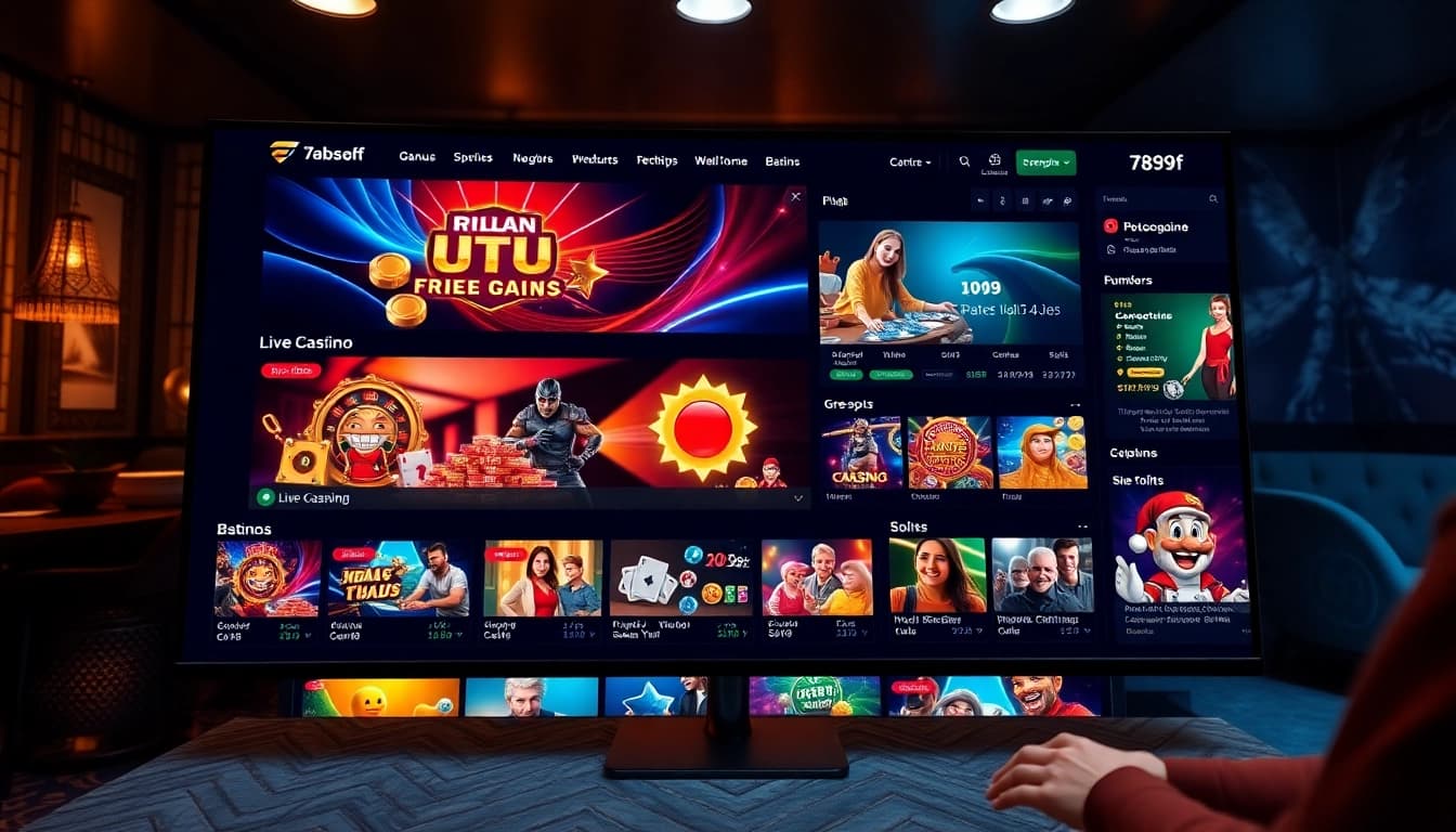 Interactive gaming interface for 789f showcasing live casino and betting features in a vibrant design.
