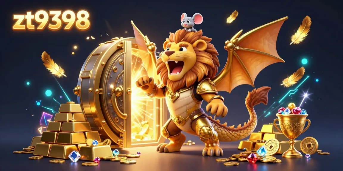 Experience the thrilling gameplay of zt9398, featuring a vibrant 3D chimera theme with golden treasures.