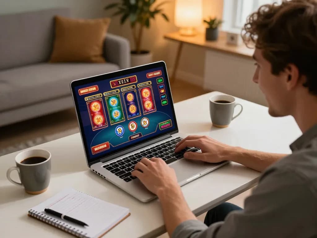 Player engaging with gambling strategies on alo8 platform in a cozy home setting