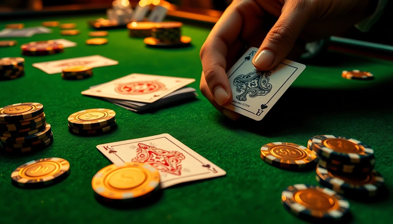 Katsu5 menawarkan suasana kasino yang menarik dengan kartu dan chip yang elegan.