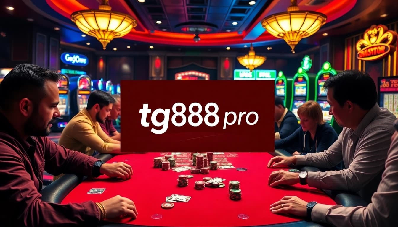 Players enjoying high-stakes poker with tg88 pro digital interface visible in a luxury casino setting.
