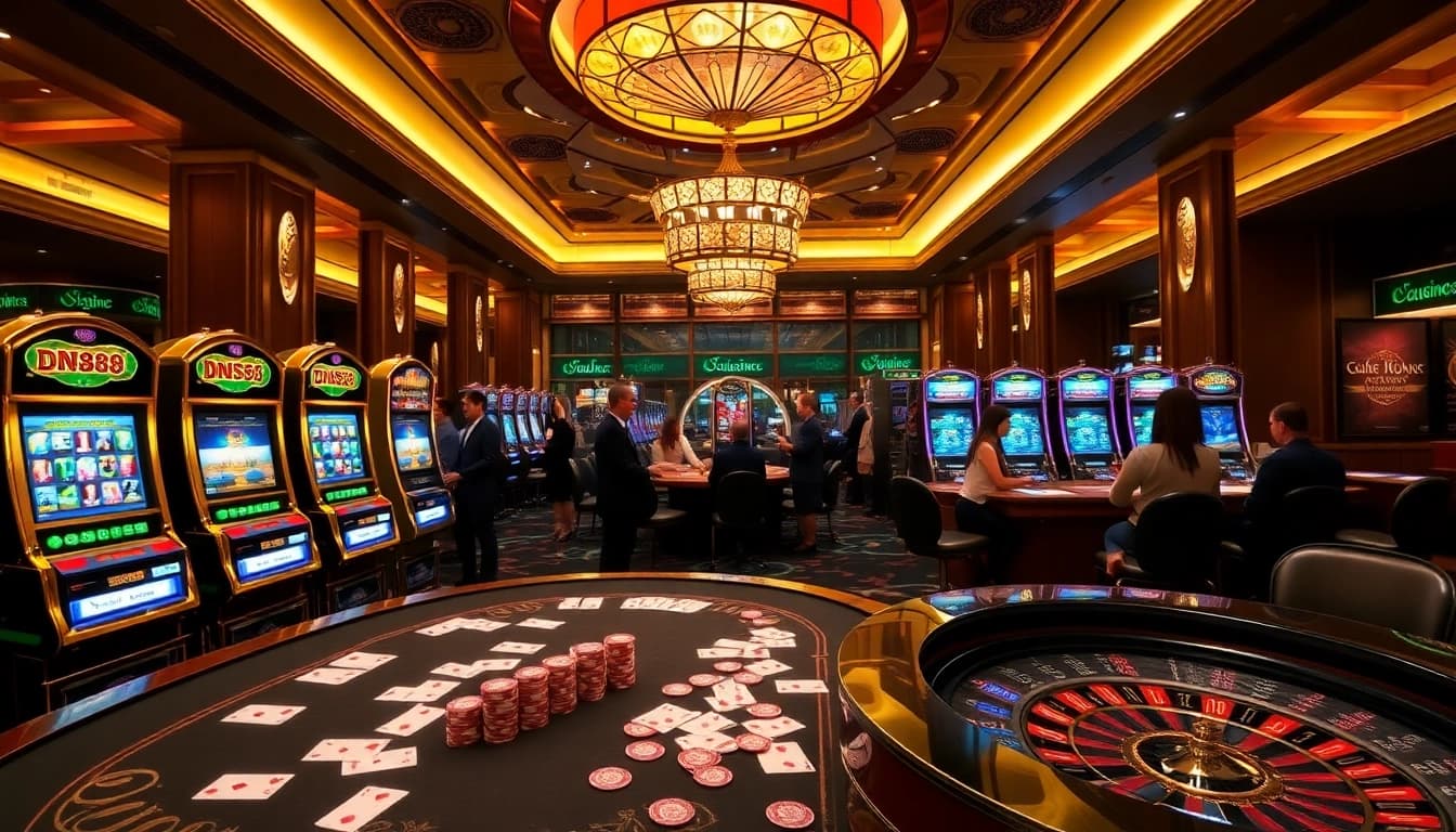 Experience excitement at dn88 casino with vibrant slot machines and elegant gaming tables.