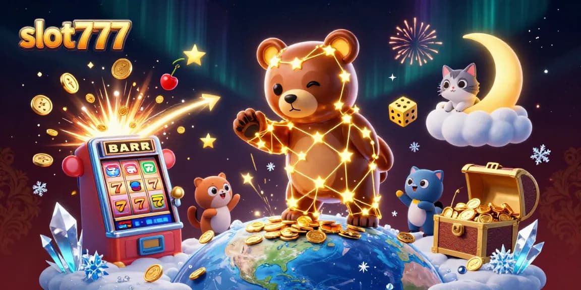 Experience thrilling wins with slot777 in an ultra-detailed 3D casino scene bursting with excitement.