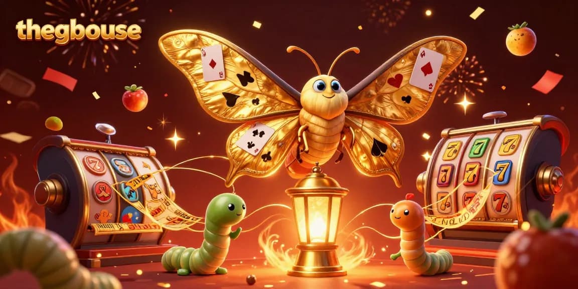 Experience thrilling gaming at thegbhouse with vibrant slot reels and festive casino elements.