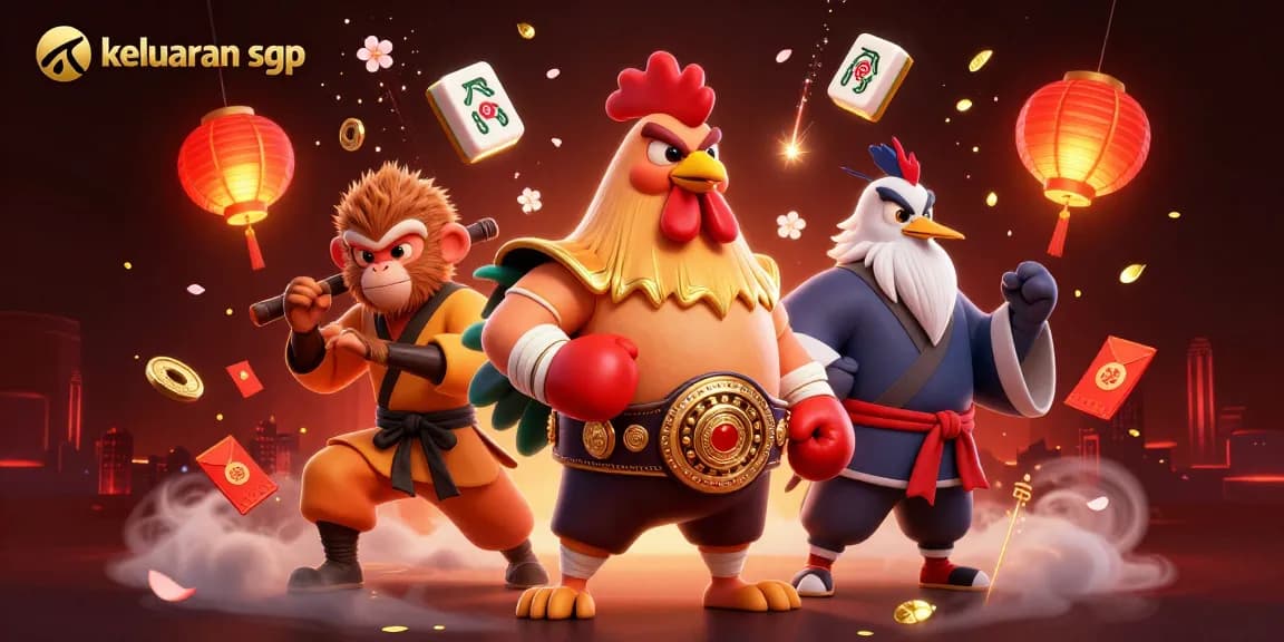 Engage with keluaran sgp through dynamic 3D characters in an energetic casino-themed scene.