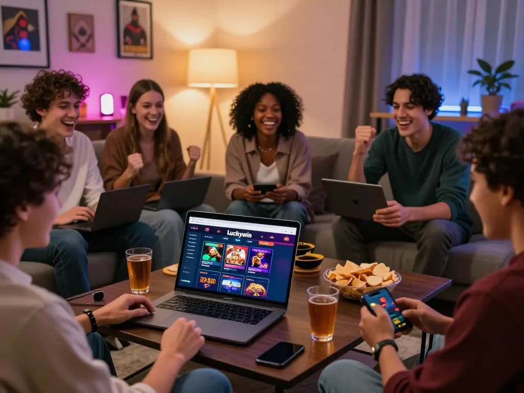 Players enjoying the online gaming experience on Luckywin, showcasing a lively atmosphere filled with excitement.