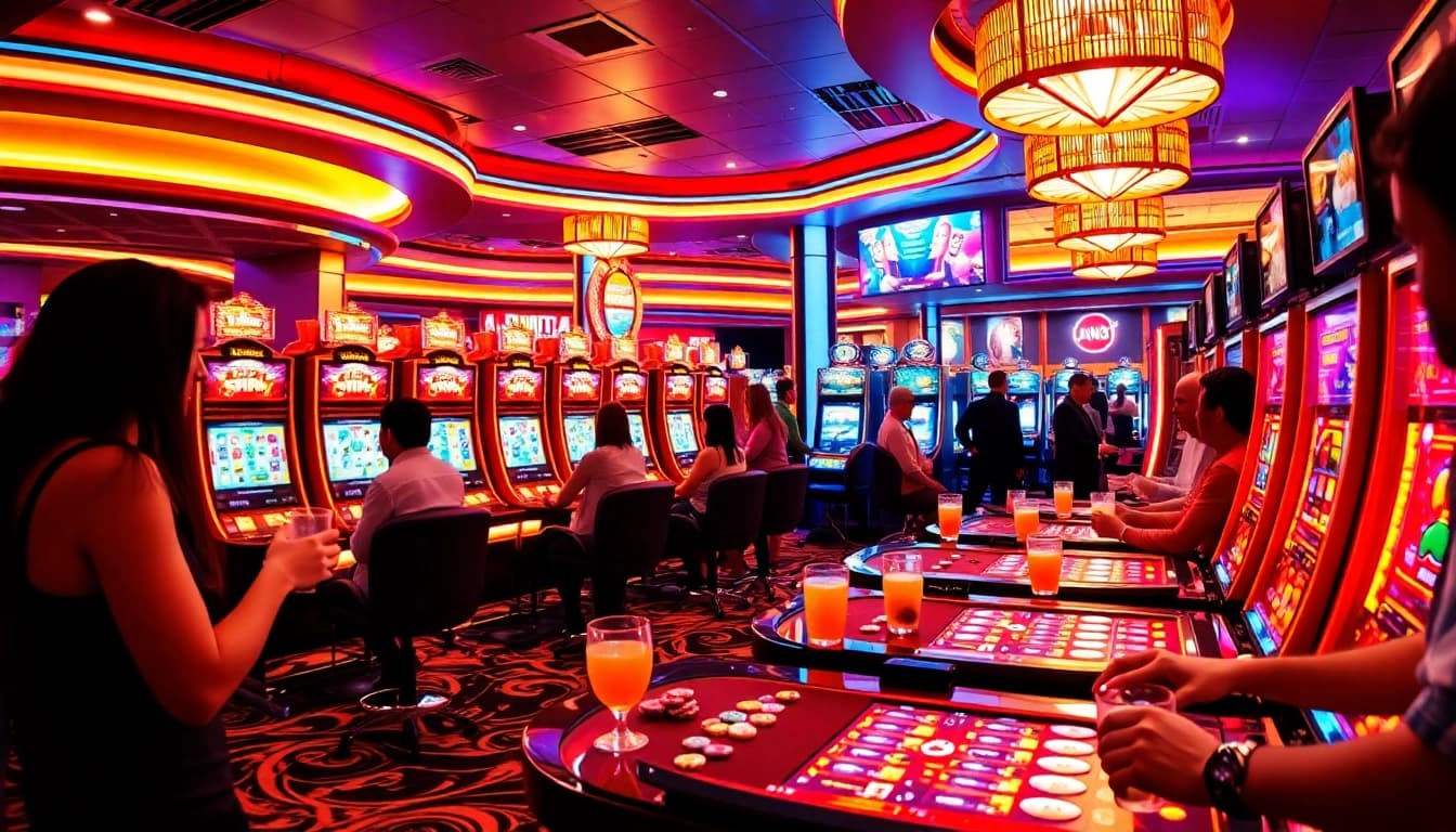 Players enjoying slot gacor gameplay in a vibrant casino atmosphere filled with excitement and winning potential.