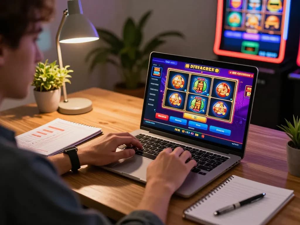 Engaging moment of a player using fabet for online casino gaming at home, focused on strategy.