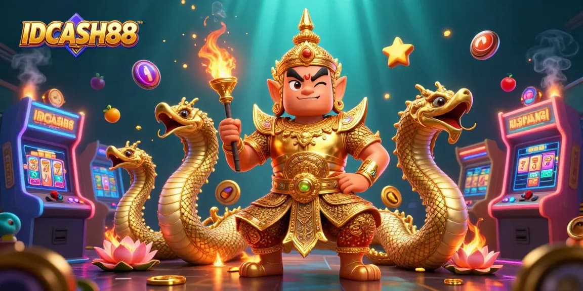 Experience the thrill of IDCASH88's vibrant 3D gaming world with interactive slot elements and guardian characters.