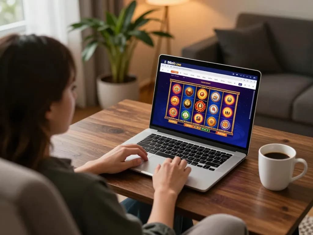 Engaging with thrilling games at 98win com on a cozy home setup, enhancing online casino experience.