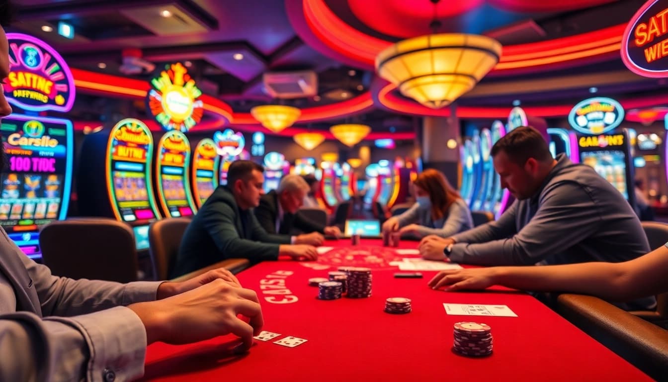 Engaging scene at a gambling forum showcasing players enjoying casino games.