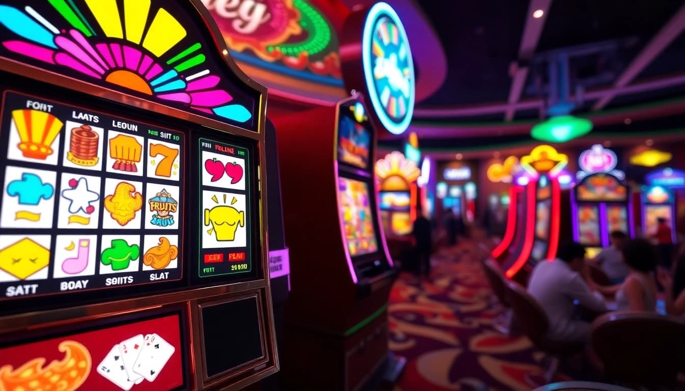 Menangkan besar di garasislot dengan mesin slot berwarna-warni yang cerah.