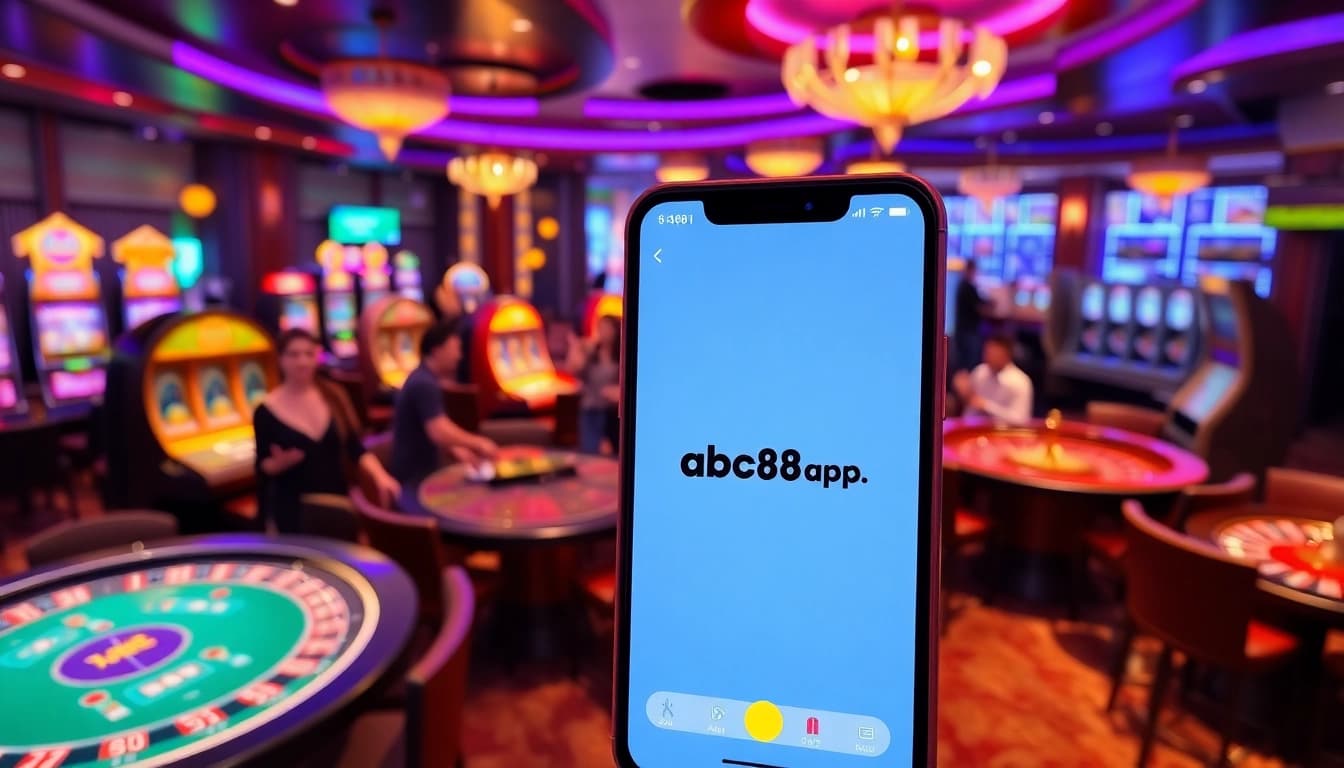 Experience the thrill of gambling with a vivid scene from https://abc88.app/ featuring casino games and players.