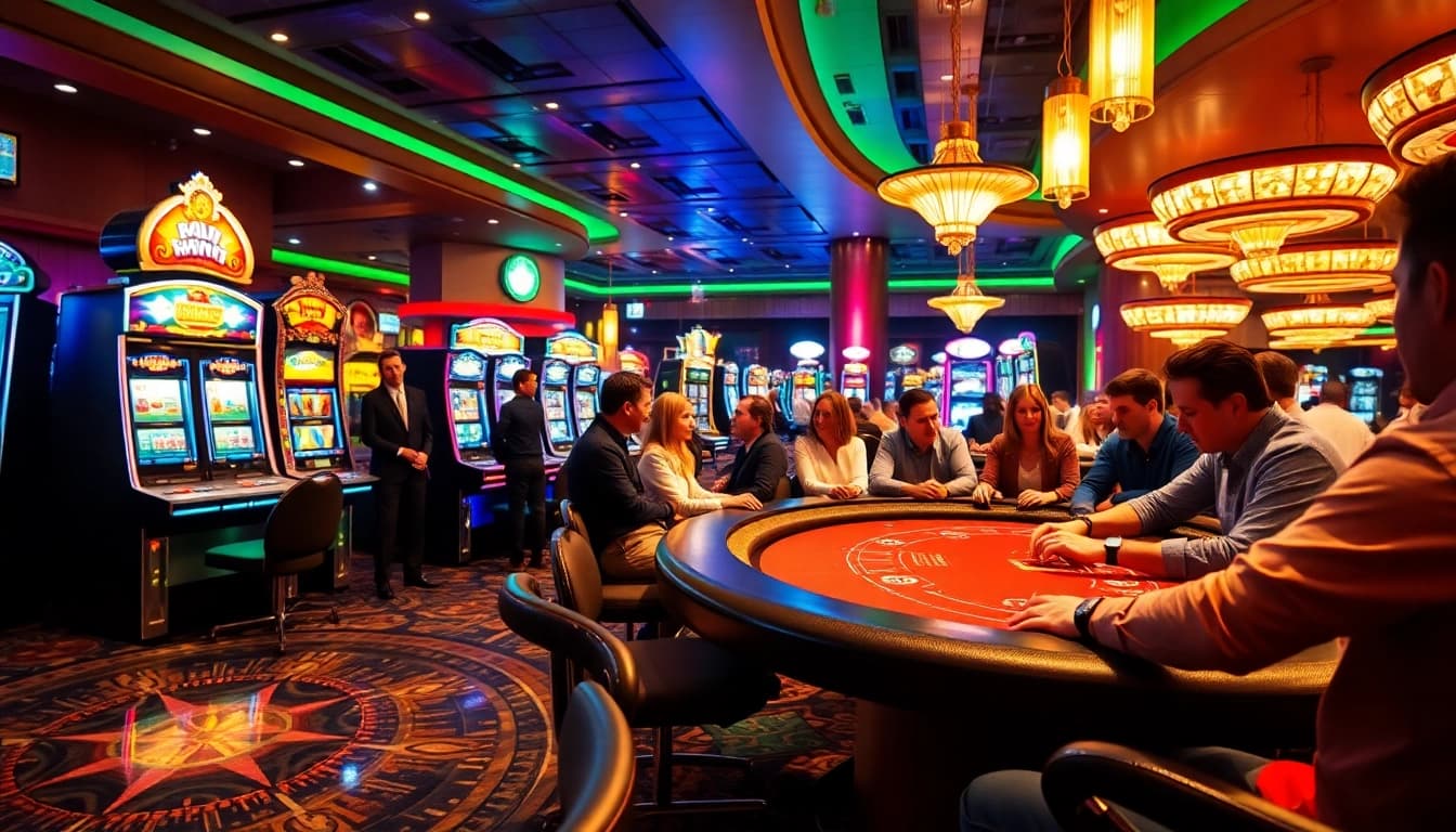 Erleben Sie spannende casino-spiele de in einem lebhaften Casino mit energiegeladener Atmosphäre.