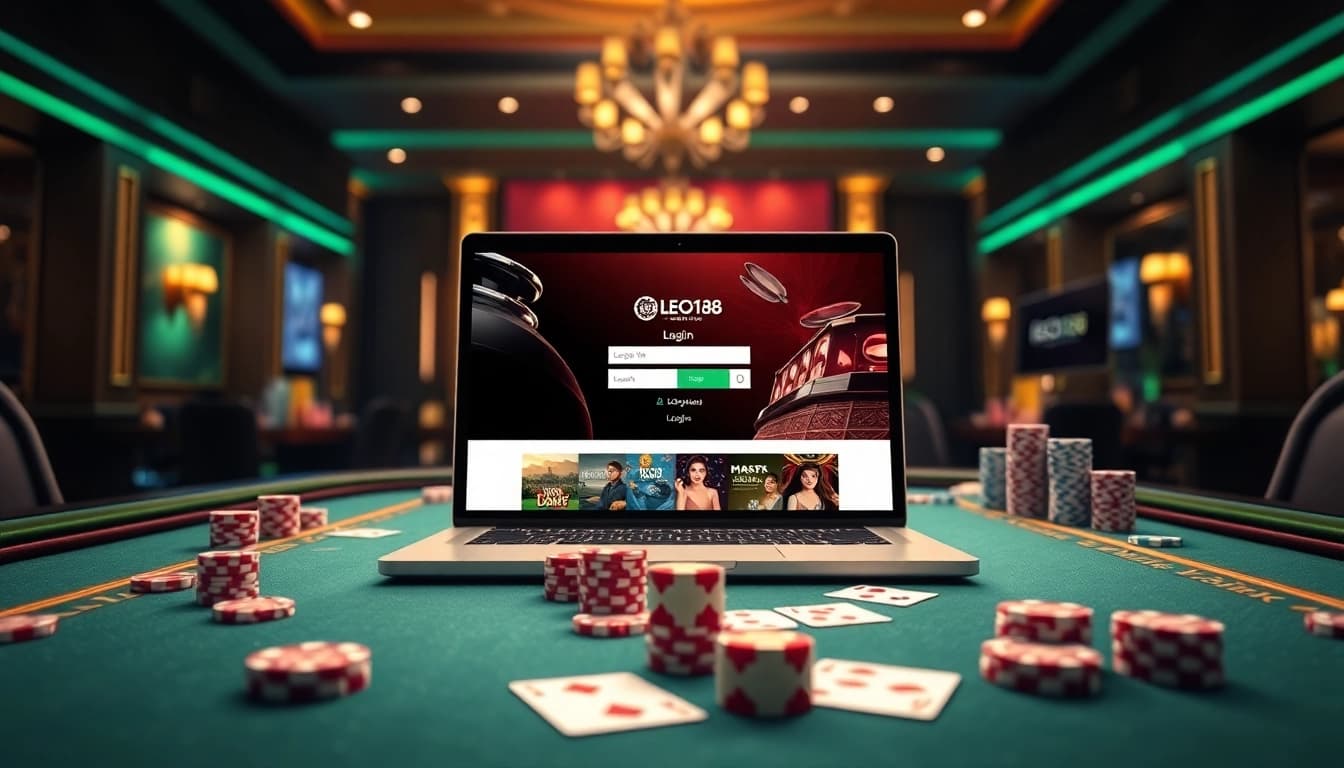 Engaging scene showcasing the LEGO138 login interface in a luxurious online gambling setting.