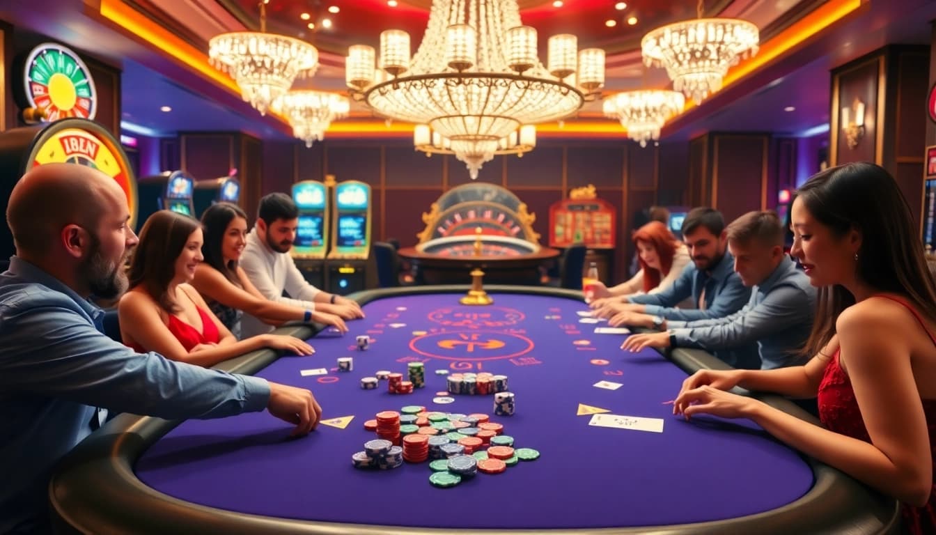Action-packed Game Queen casino table with vibrant chips and cards for an unforgettable gaming experience.