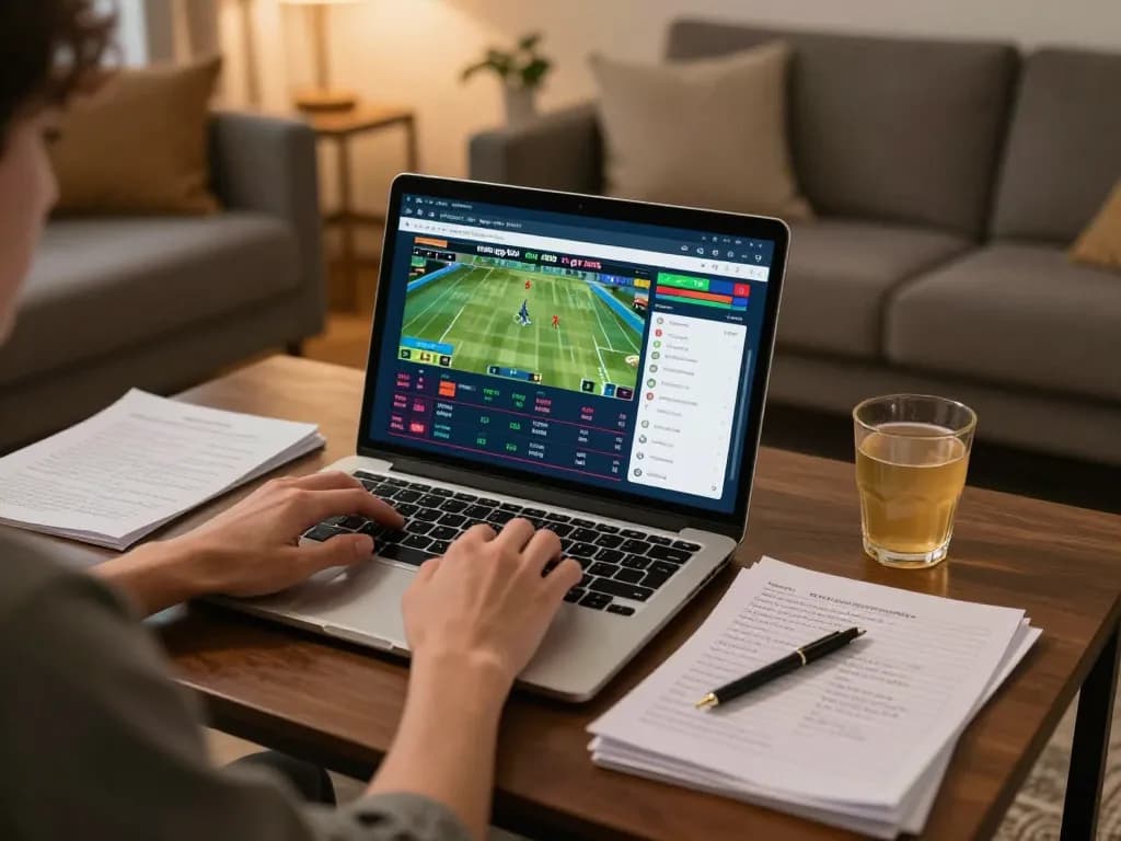 Player engaging with ta88 sports betting app at home, reflecting modern online gambling lifestyle.