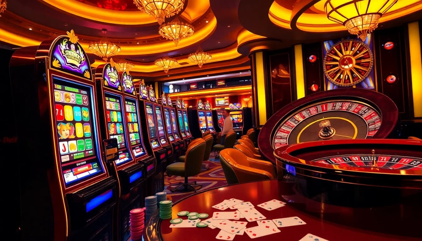Experience the thrill of gaming with PEN4D alternatives at vibrant slot machines and roulette tables.