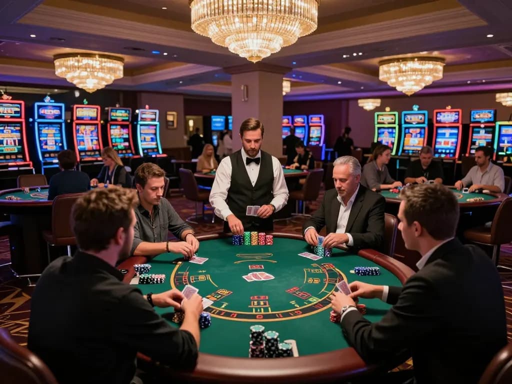 Players at soc88 blackjack tables making strategic bets in a lively casino environment