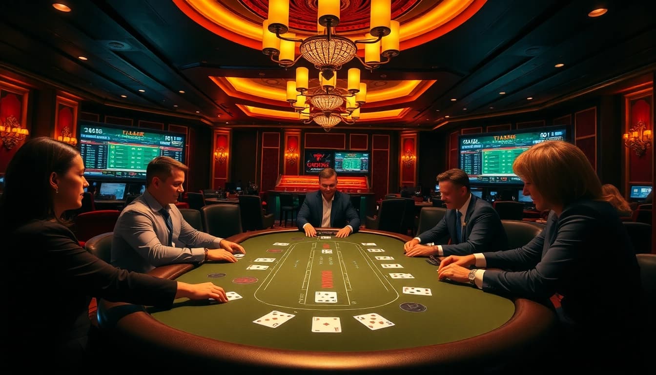 Experience the thrill of co88 online gambling with vibrant casino scenes and professional dealers.