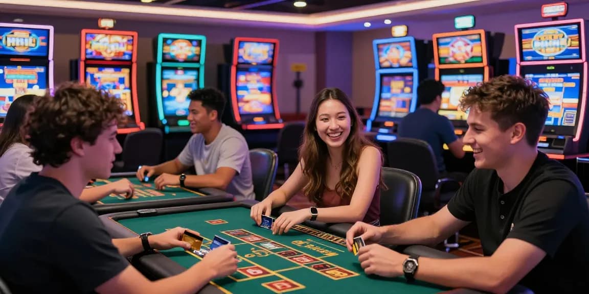 Playing at credit card casinos on being-there.org.uk with vibrant gaming atmosphere.