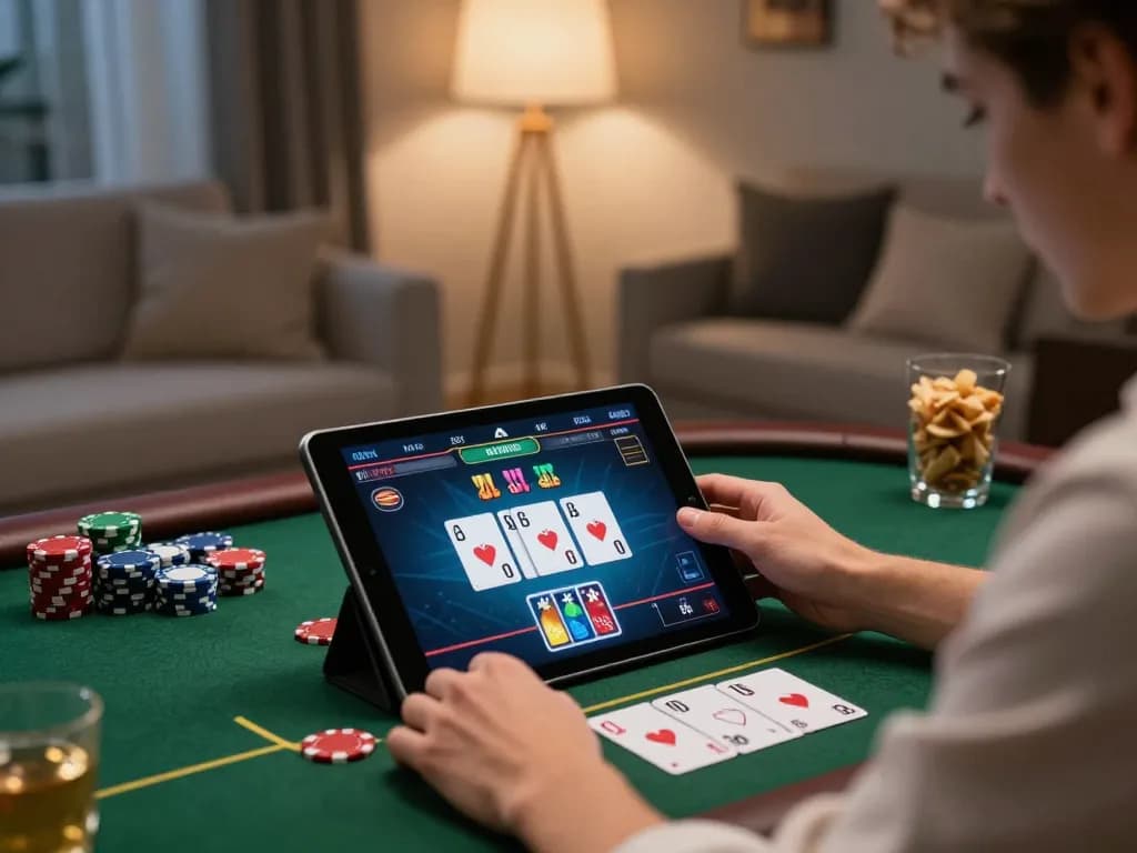 Engaging online gaming with 388bet on a tablet surrounded by a cozy atmosphere.