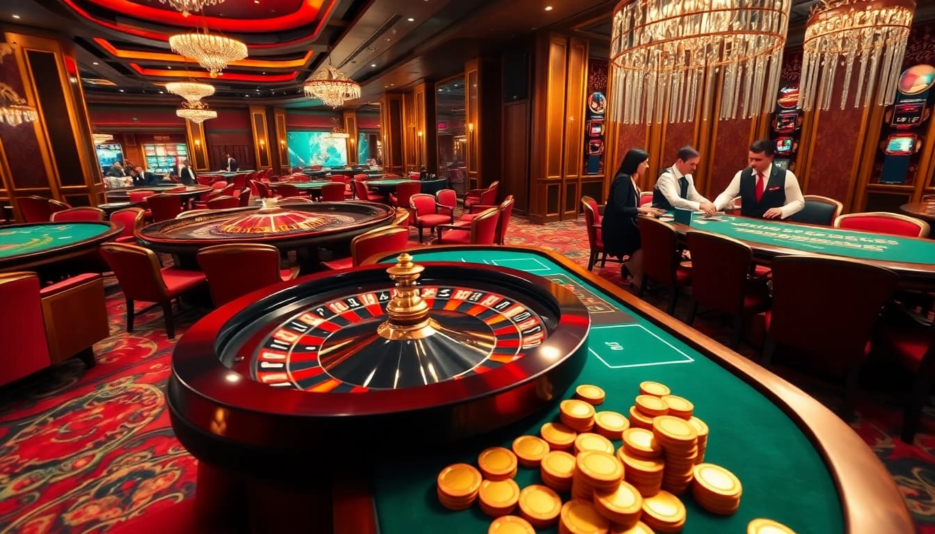 Players winning at tables in a luxurious hb88 casino setting, enhancing the thrill of online gambling.