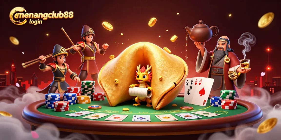 Win exciting rewards with menangclub88 login at our vibrant casino atmosphere featuring epic characters and game elements.