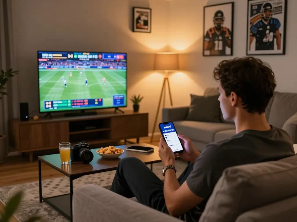 Betting strategies with iwin club app displayed on smartphone during an exciting sports event.
