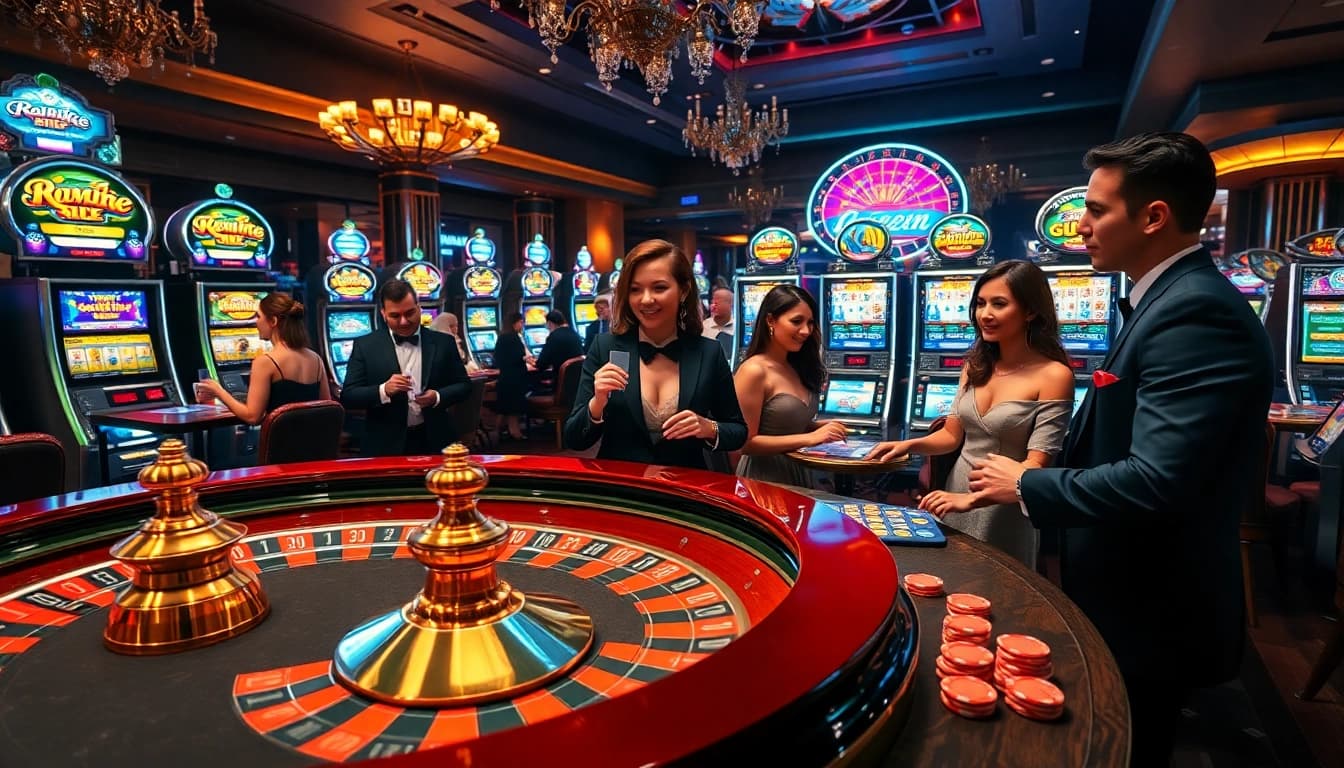 Players enjoy the excitement of casino games in a stunning setting, embodying the game queen experience.