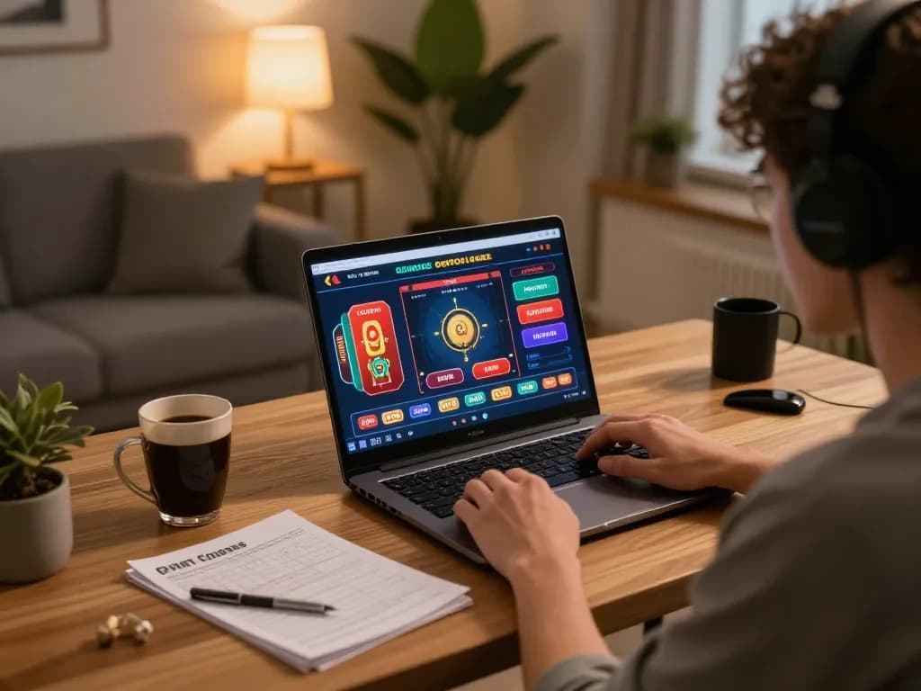Player enjoying casino games on TG88's platform from a cozy home office