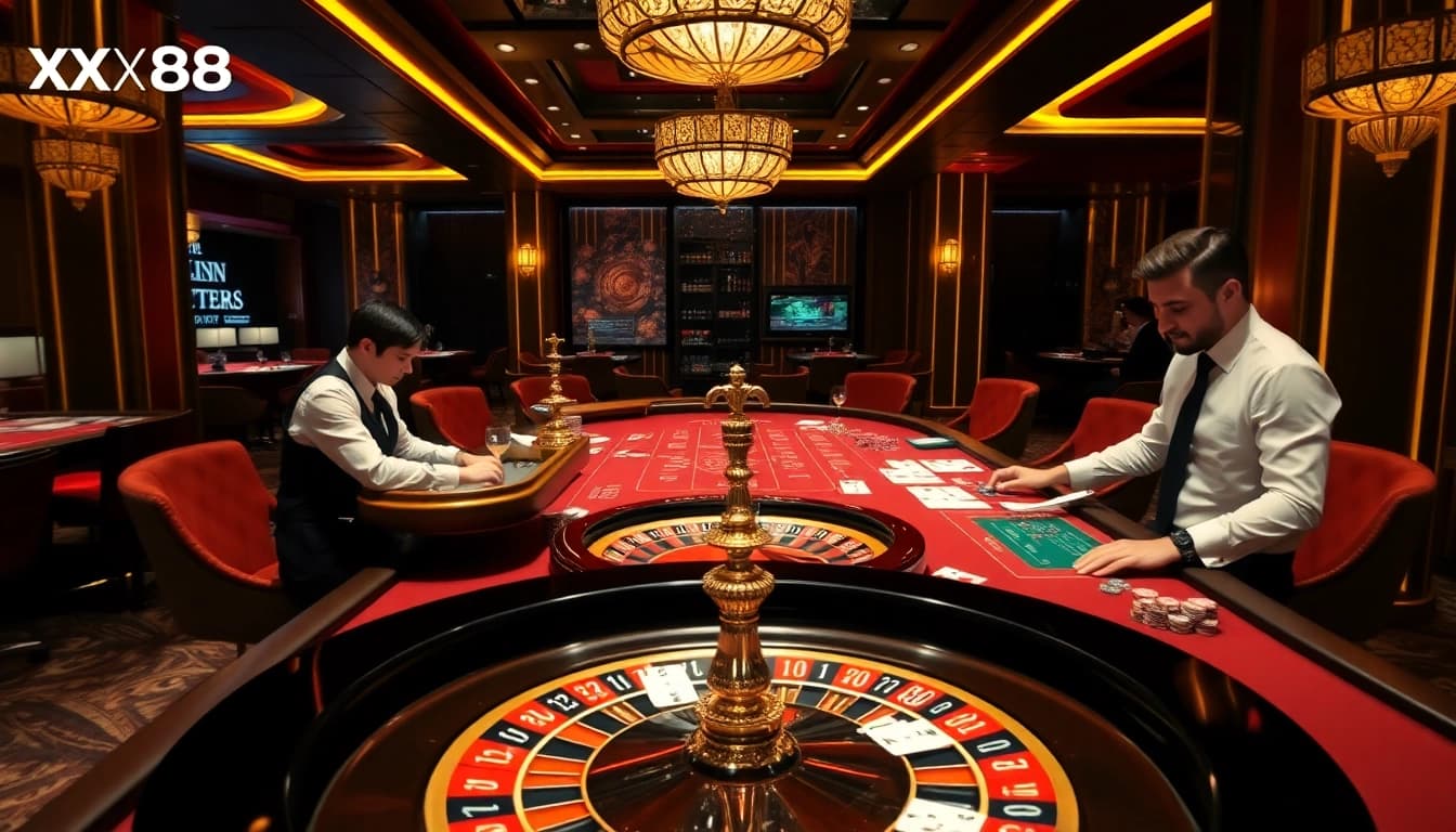 Experience the thrill of xx88 gaming with professional dealers and stylish casino elements.