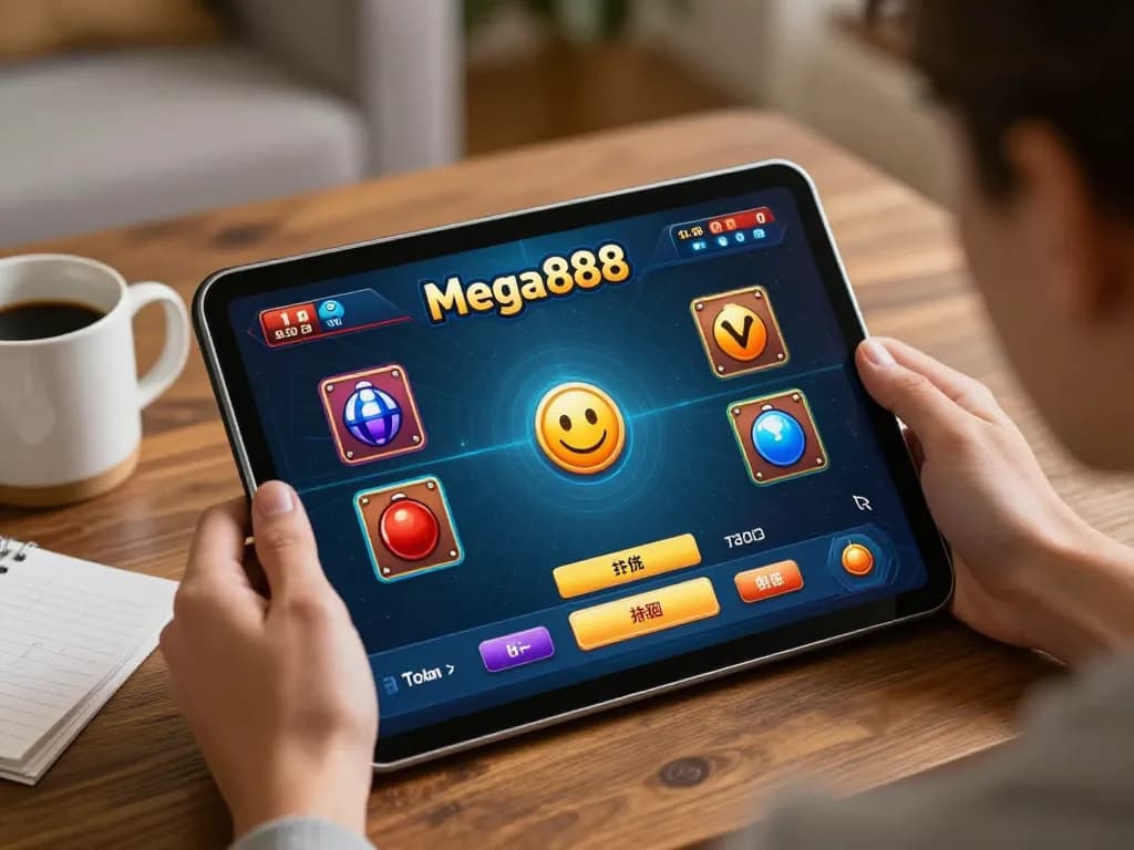 Strategi permainan Mega888 hari ini dipamerkan di tablet, pemain terlibat dalam permainan yang bertanggungjawab.
