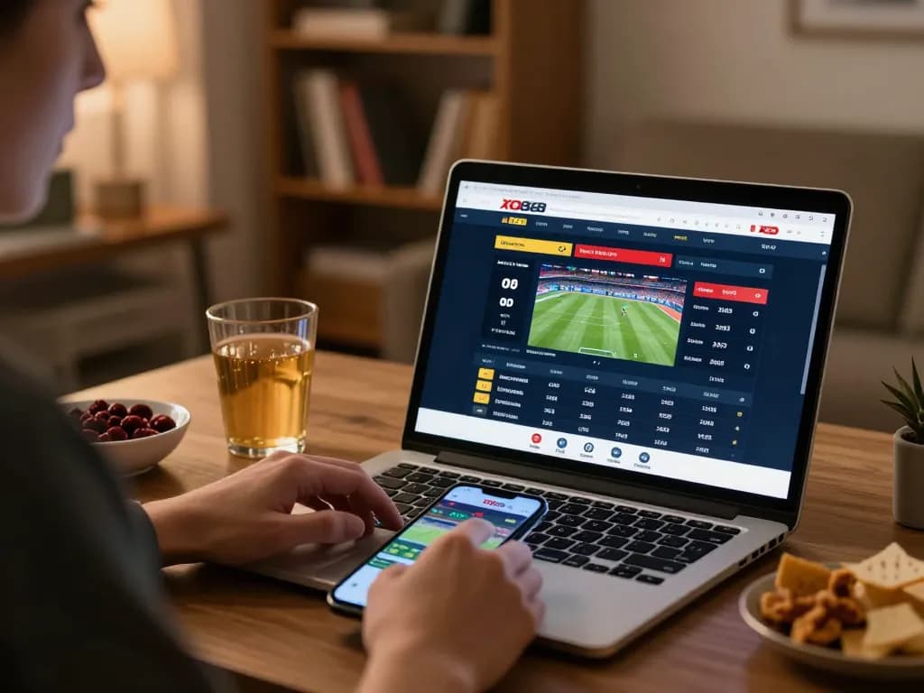 Engaging online sports betting experience using XO88 platform on laptop with betting odds displayed.