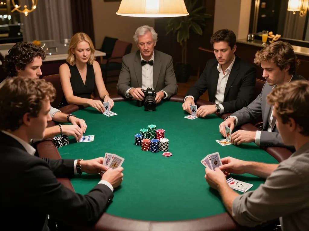tt88 com players engaged in a strategic high-stakes poker game at an elegant home setting.