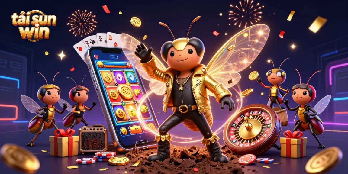 Play exciting slot games and win big at tải sun win with this vibrant casino-themed illustration.
