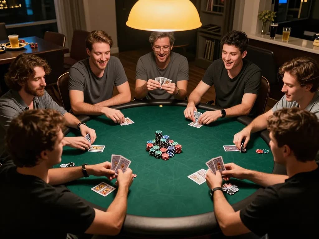 Players enjoying a friendly game of poker at home, showcasing CK444 excitement and strategy.