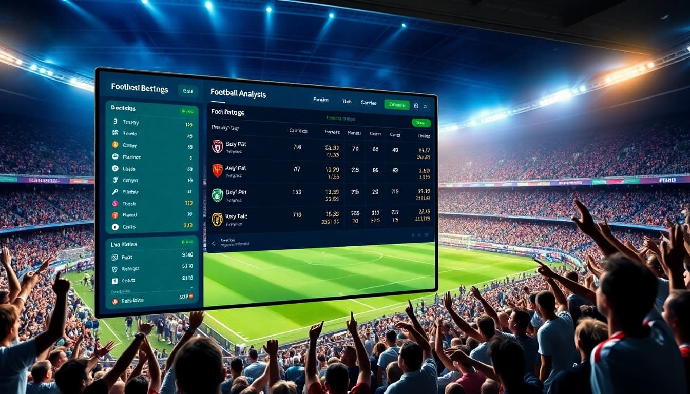 Dynamic online betting interface and football fans showcasing keonhacai.gold's engaging experience.