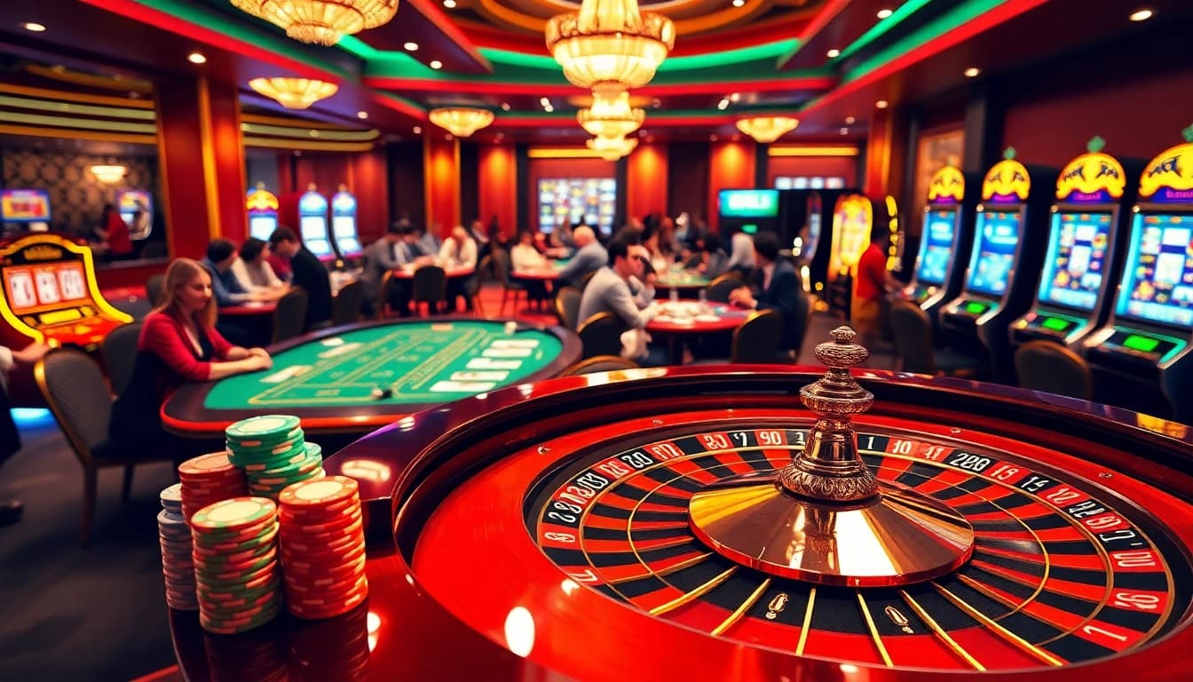 Experience excitement at https://urr88.com/ with luxury casino visuals highlighting roulette and card games.